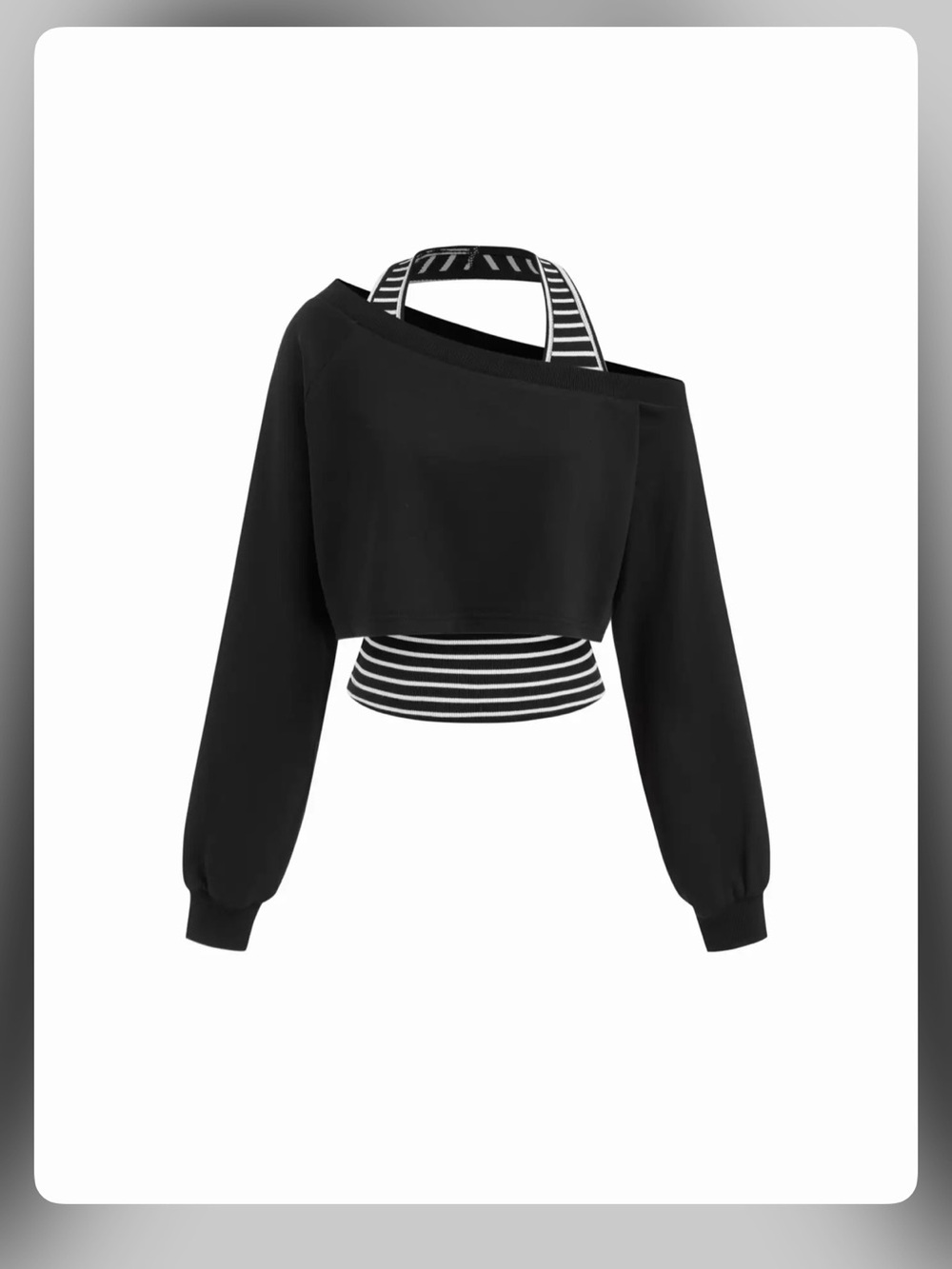 Terry ASYMMETRICAL NECK CROP SWEATSHIRT only L WC19-28